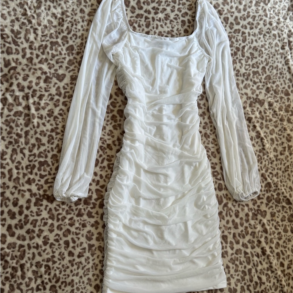 Fashion Nova Elegant White Long Sleeve Dress